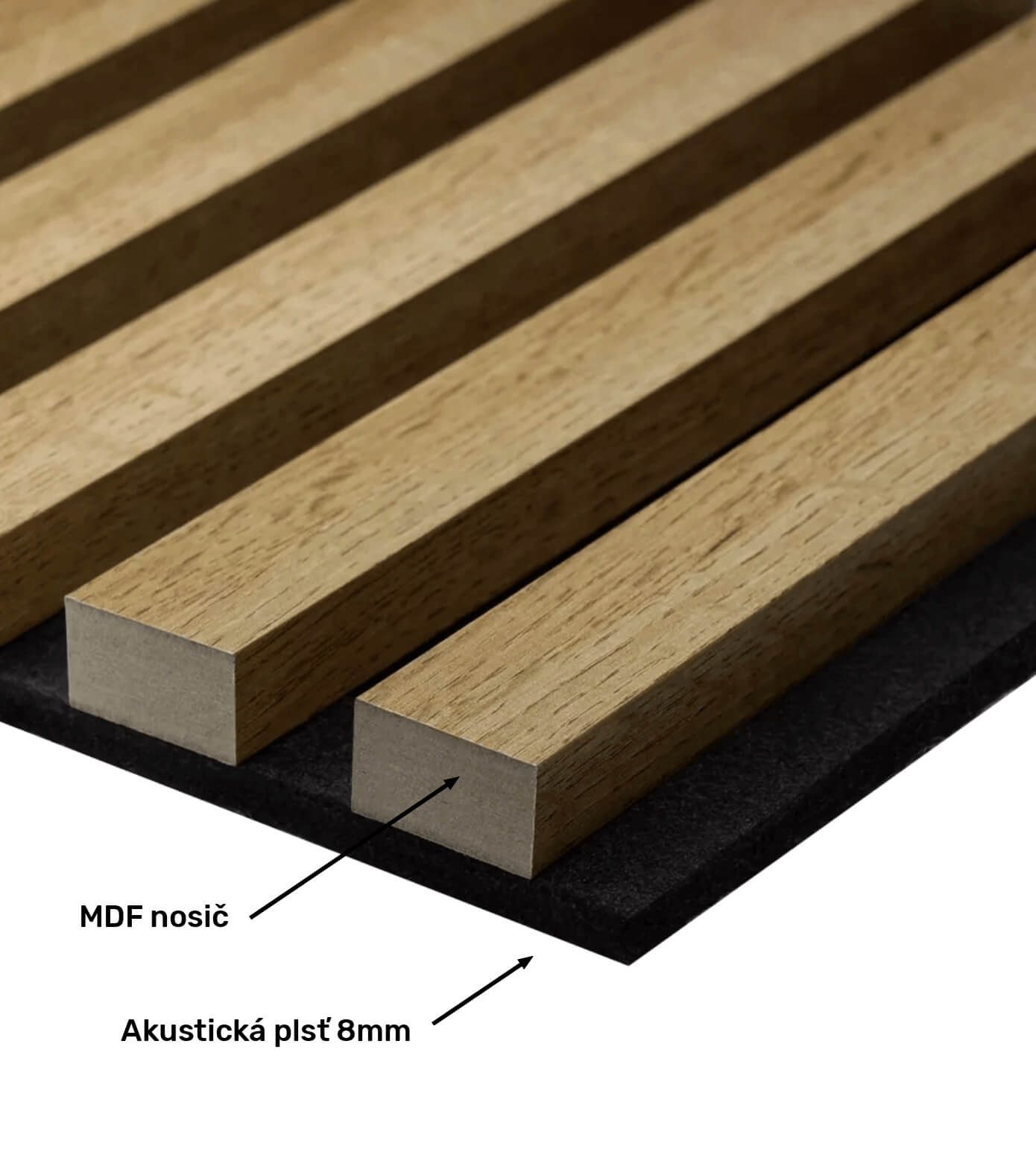 Akusticke panely, akusticke lamely, lamely na stenu, akusticka stena, potichu, dubove parkety, dubove parkety lamelovy panel, lamely čierny podklad, Nemi Trade, akusticke lamely na stenu